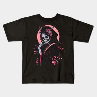 Geisha | Grim Reaper Geisha Skull | Cool Retro Japanese Aesthetic Kids T-Shirt